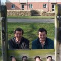 With my brother John (right) in the stocks, Sulgrave 2005